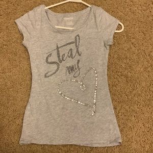 Rhinestone T-Shirt by Express. Size XS. Grey
